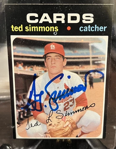 1971 Topps SIGNED TED SIMMONS RC #117 AUTO St. Louis Cardinals HOF ROOKIE BEAUTY