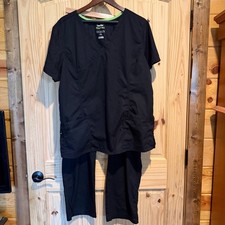 Landau ProFlex Black Scrub Set Women's Top XXL Bottom XL