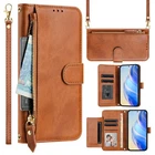 For Various Phone Zipper 7 Cards Leather Wallet Case Crossbody Flip Stand Cove