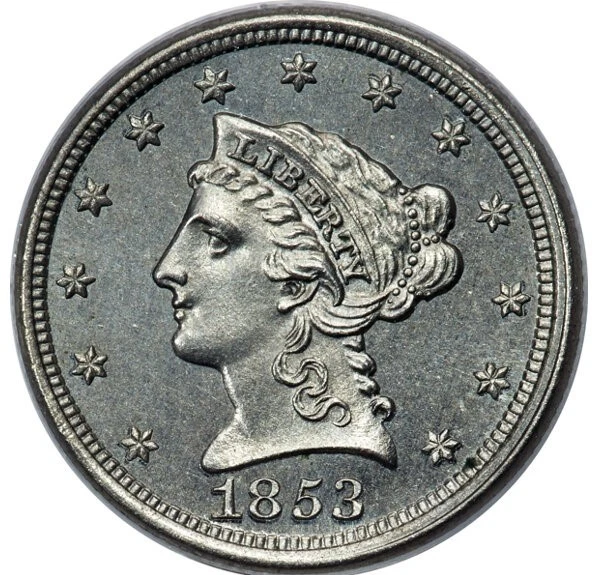 1853 1C J-150 Thick Pattern PCGS PR65+(CAC) TOP POP
