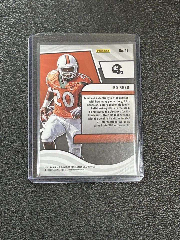 2023 Panini Chronicles Draft Picks - Revolution #11 Ed Reed Miami Hurricanes A3 - Image 2 of 2