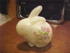 3 1/2" Fenton Iridescent MG Hand Ptd Tulips Bunny Rabbit Figure ~ MARILYN WAGNER