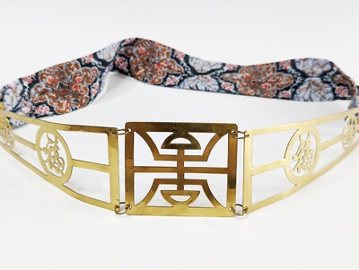 Vintage Gold Tone Metal Link Belt Statement Boho Asian  display picture 3