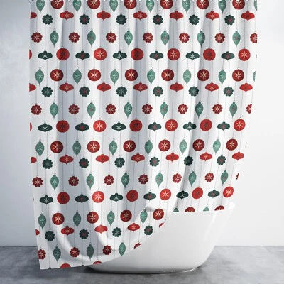 Tropik home Extra Long, Christmas, Fabric Shower Curtain 180cm x 200cm Drop