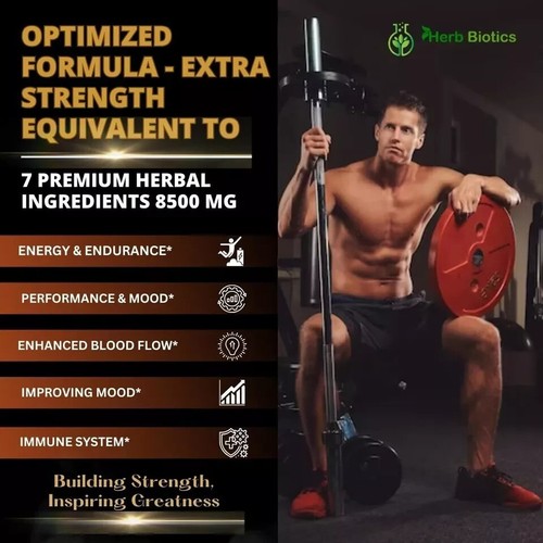 Maca Root, Ashwagandha, Shilajit Ginseng Extract Natural Male Enhancing 60 Caps - Bild 3 von 6