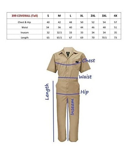 Short Sleeve Coverall Jumpsuit Boilersuit Protective Work Gear XS to 4XL TALL - Picture 18 of 18