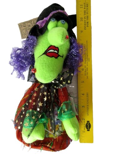 Porta caramelle streghe Halloween nuovo con etichette borsa chicca sitter peluche finestra pancia cerniera posteriore - Foto 7 di 7
