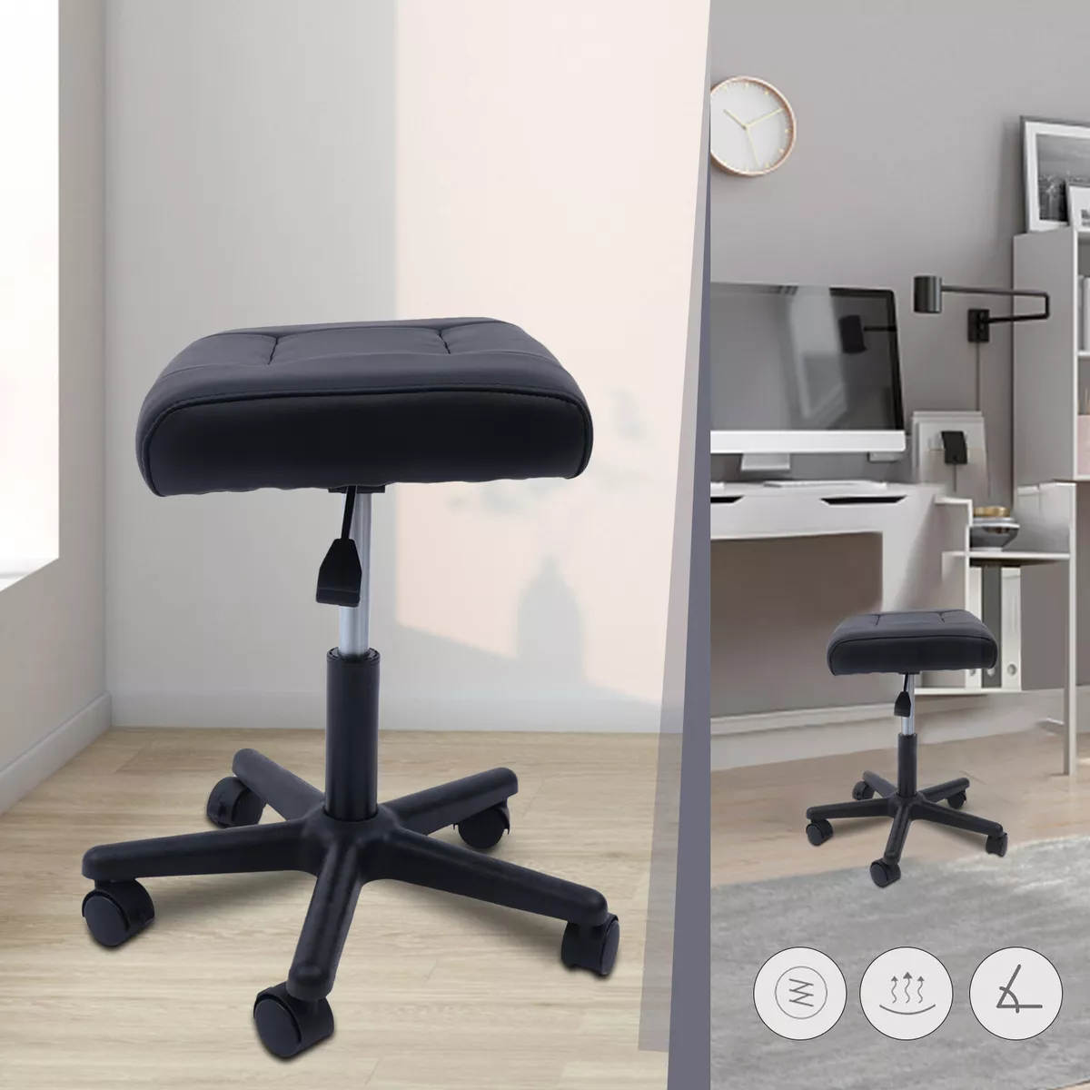 15-20'' Height Adjustable, Rolling Stool Foot Rest for Office and