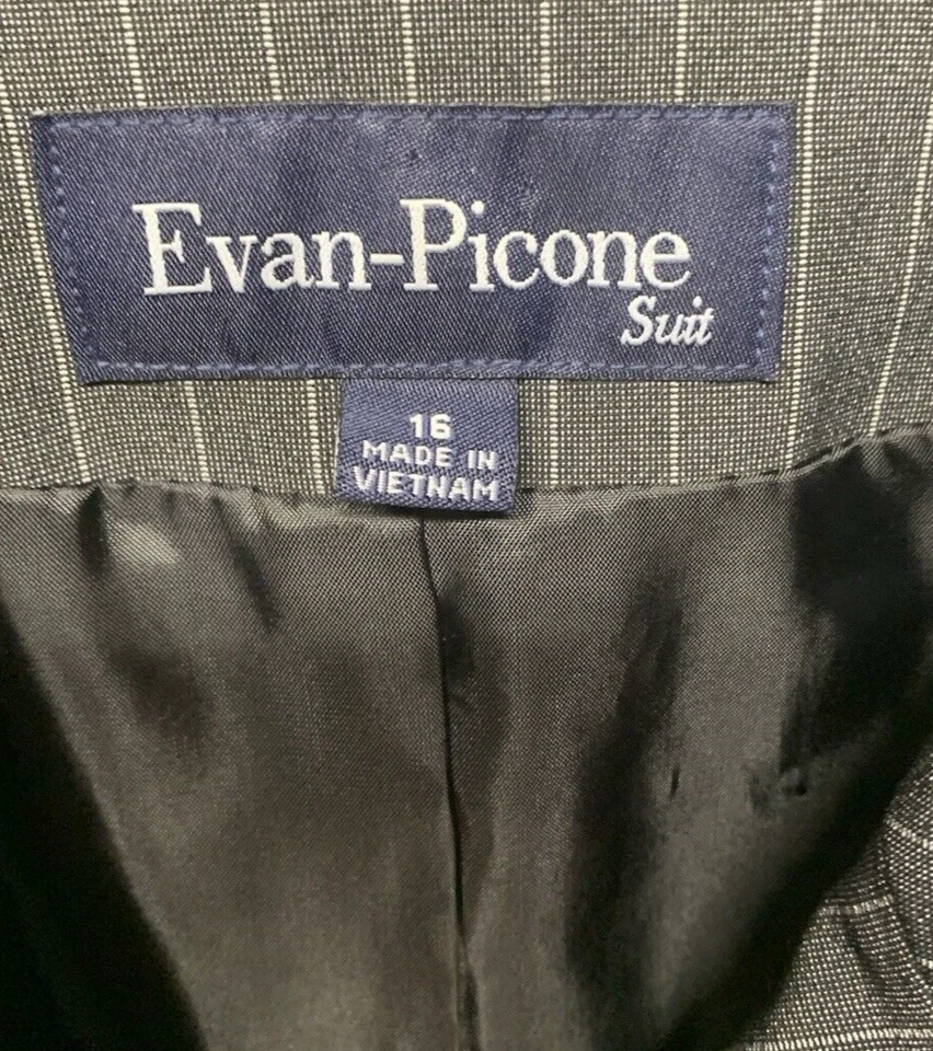 Evan-Picone Size 16 Blazer Jacket Suit Separate Gray Pinstripe Stretch - Image 2 of 4