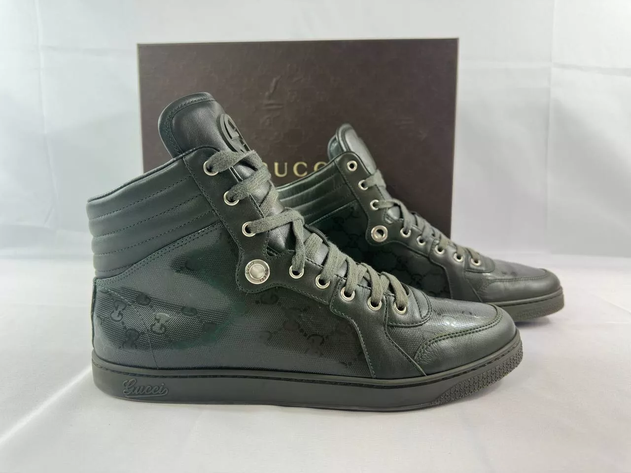Baskets souples Gucci GG Imprimee monogramme neuves Praga taille militaire 9,5 US 10,5