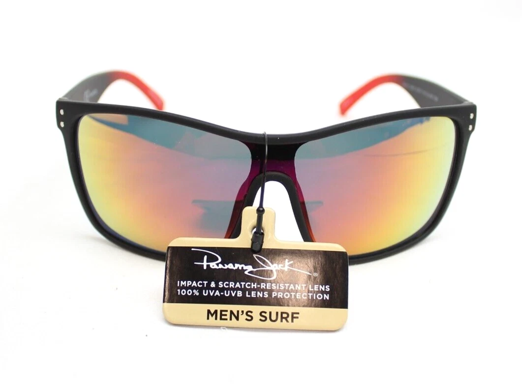 Panama Jack Blk & Red Shield Mens Surf Sunglasses WM55-BGSPT 2010 BLK-RED  100%UV