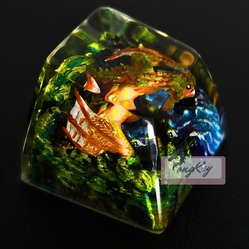 Fire Dragon - Handpainted Artisan Resin Keycap for Mechanical Keyboard - Picture 2 of 3
