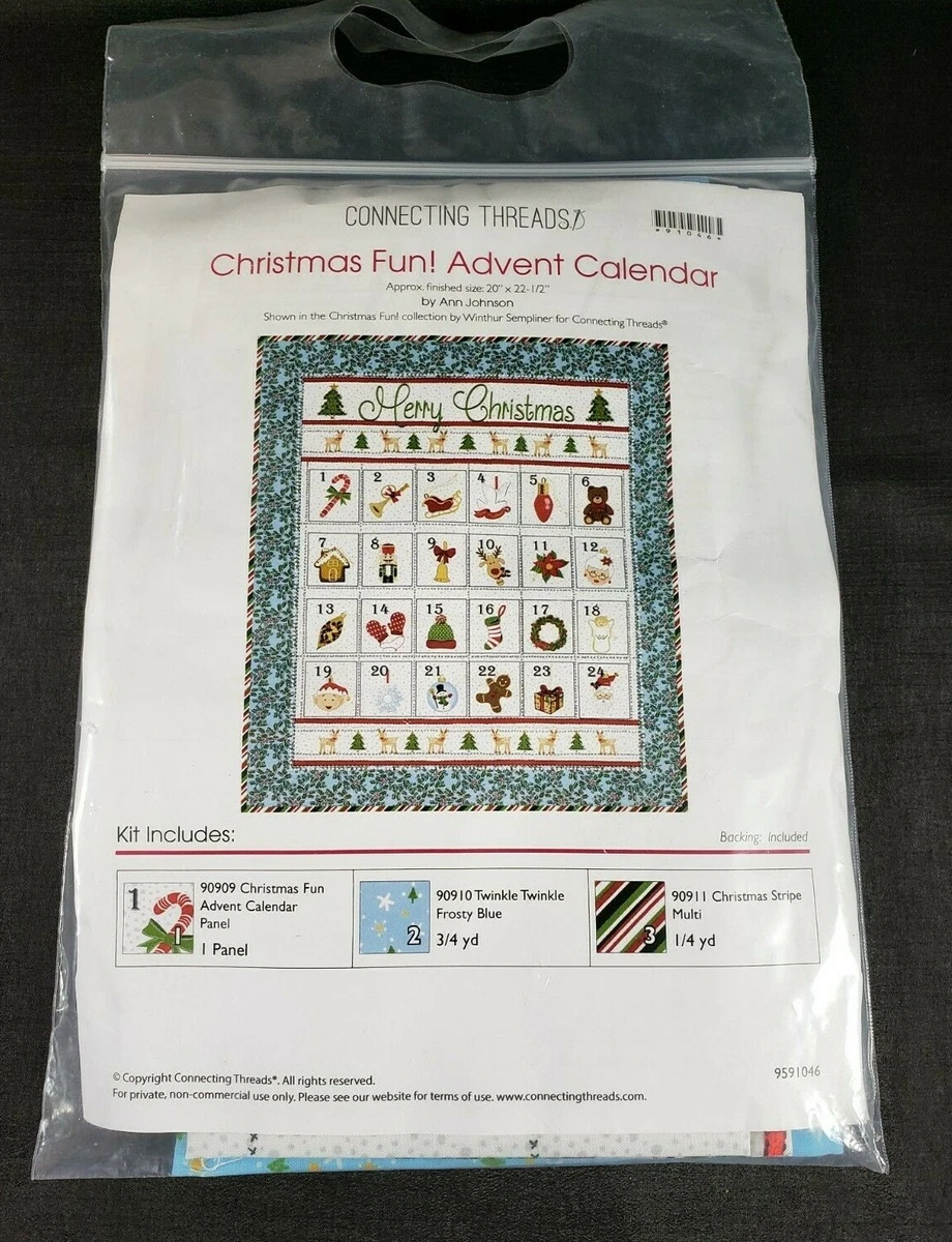 Fabric Merry Christmas Calendar Advent Kit by Ann Johnson Connecting  Threads | eBay