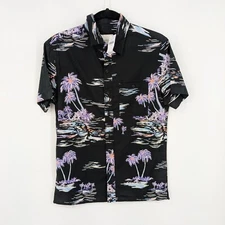 American Eagle Hawaiian Shirt Men Size XS Tropical Goth Casual Festival  Surfer