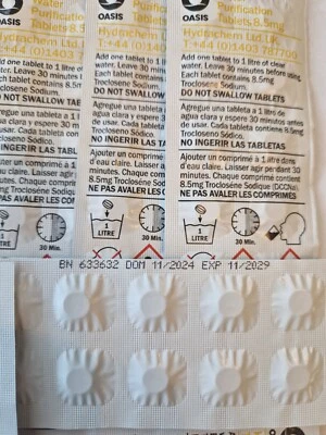 OFFICIAL 500 tablets OASIS WATER PURIFICATION TABLETS BULK PURIFYING EXP 2029