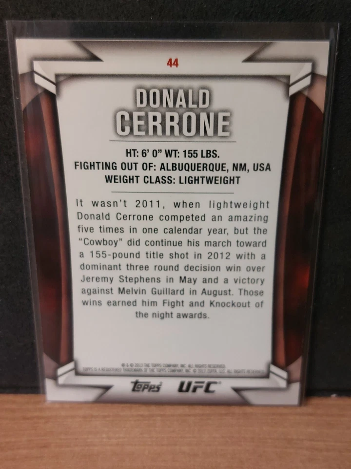 Donald Cerrone #44 2013 Topps UFC Knockout Gold #024/188 - Image 2 of 2