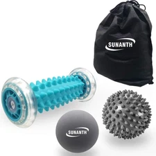 Foot Massager Roller,Massage Lacrosse Ball,Spiky Ball Therapy Set for Relieve Pl