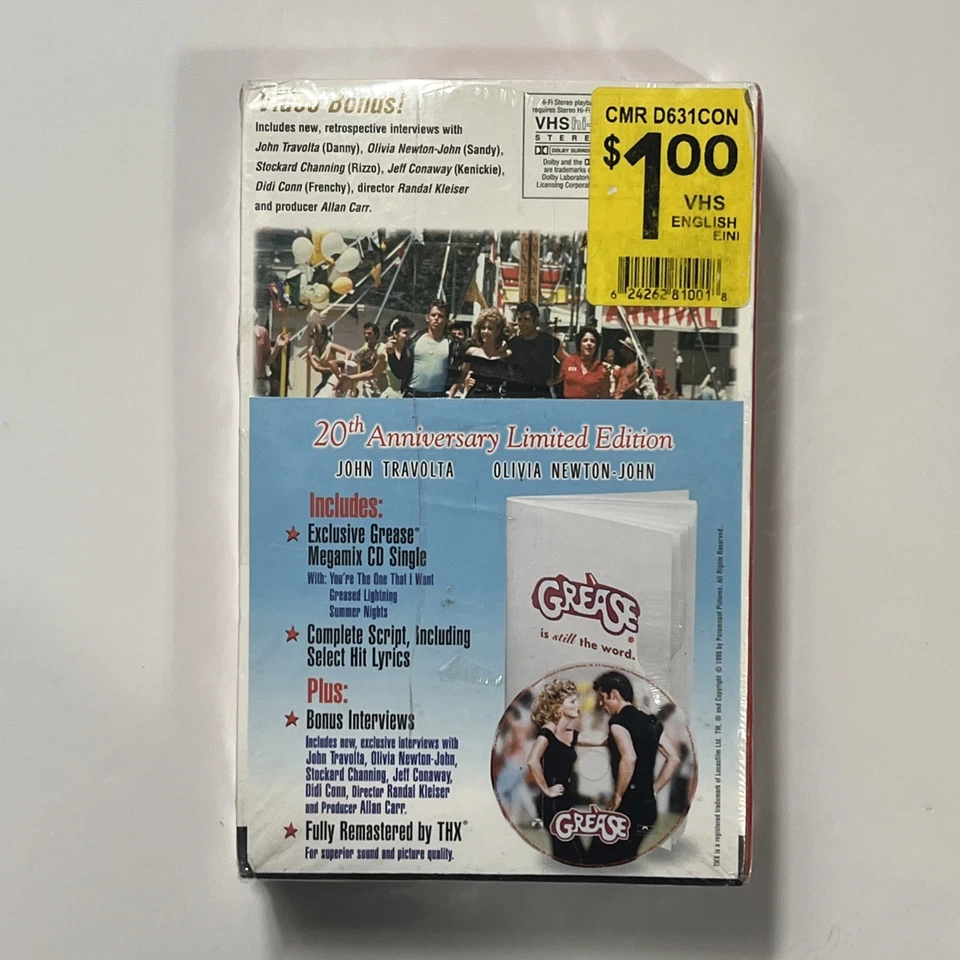 Grease (VHS) Brand New, Watermark, Limited 20th Anniversary Edition, Classic! - Image 2 of 4