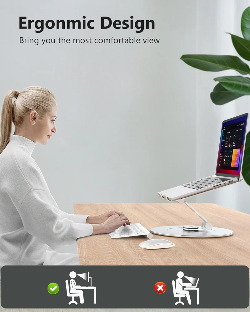 Laptop Stand with Phone Holder, Adjustable Laptop Stand for Desk, 360 Rotatin...