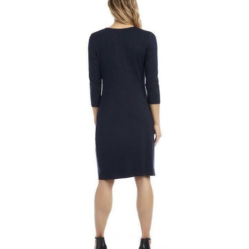 Abito donna Karen Kane nuovo senza etichette blu navy manica tre quarti increspato taglia S - Foto 4 di 7