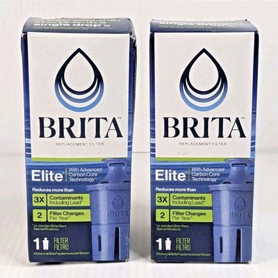 2 Brita ELITE Replacement Filters for Pitchers Dispensers - NEW