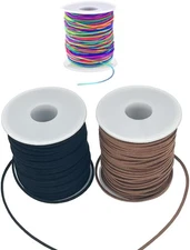 Flat Faux Leather Cord Rolls for Jewelry Making, Crafts, Black & Brown