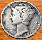 1939 Mercury Dime G (Good) 90% Silver