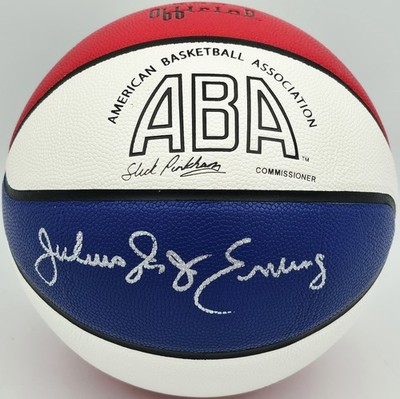 Julius ''Dr. J'' Erving Signed Red, White & Blue ABA Basketball Nets Beckett Wit