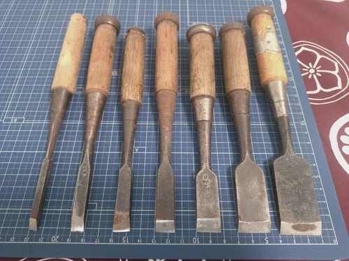 Chisel Nomi set of 7 6mm-30mm Japanese Vintage Woodworking Tool Japan