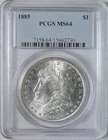 1885 Morgan Silver Dollar $1 Coin PCGS MS64 BU Brilliant Uncirculated