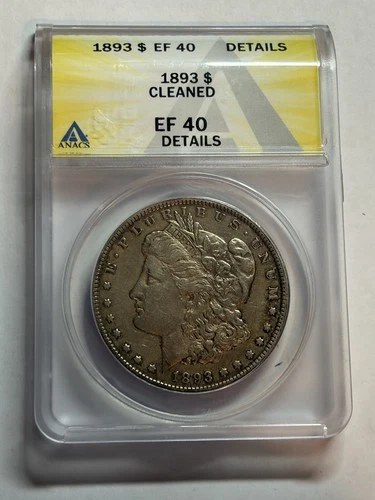 1893-P Morgan Silver Dollar $1 ANACS XF40 Details Cleaned Key Date