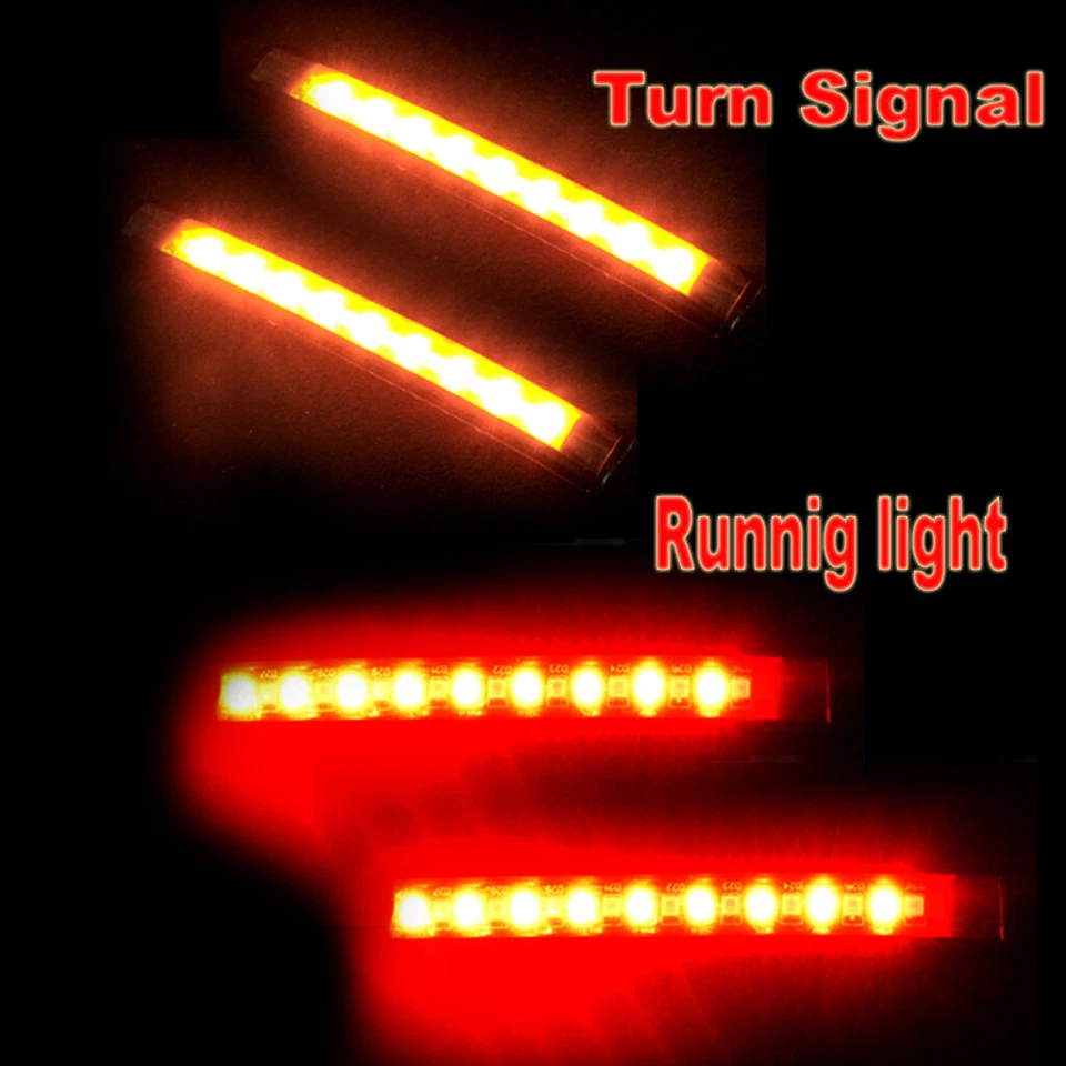 2X Tira de luces indicadoras de señal de giro horquilla triciclo motor moto universal LED Foto 2 de 3