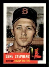 GENE STEPHENS SIGNED 1953 TOPPS REPRINT SERIES #248 ON-CARD AUTO JSA COA BOSTON