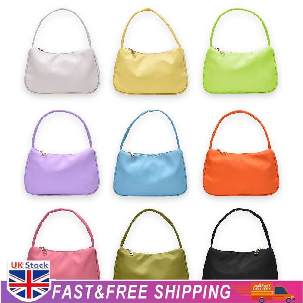 Simple Nylon Women Underarm Shoulder Bag Purse Small Lady Solid Travel Handbag