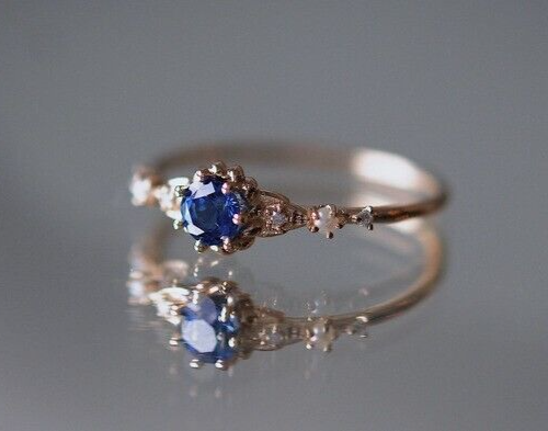 2.0Ct Round Cut Lab Created Blue Topaz Engagement Ring In 14K Rose Gold Plated - Picture 1 of 5