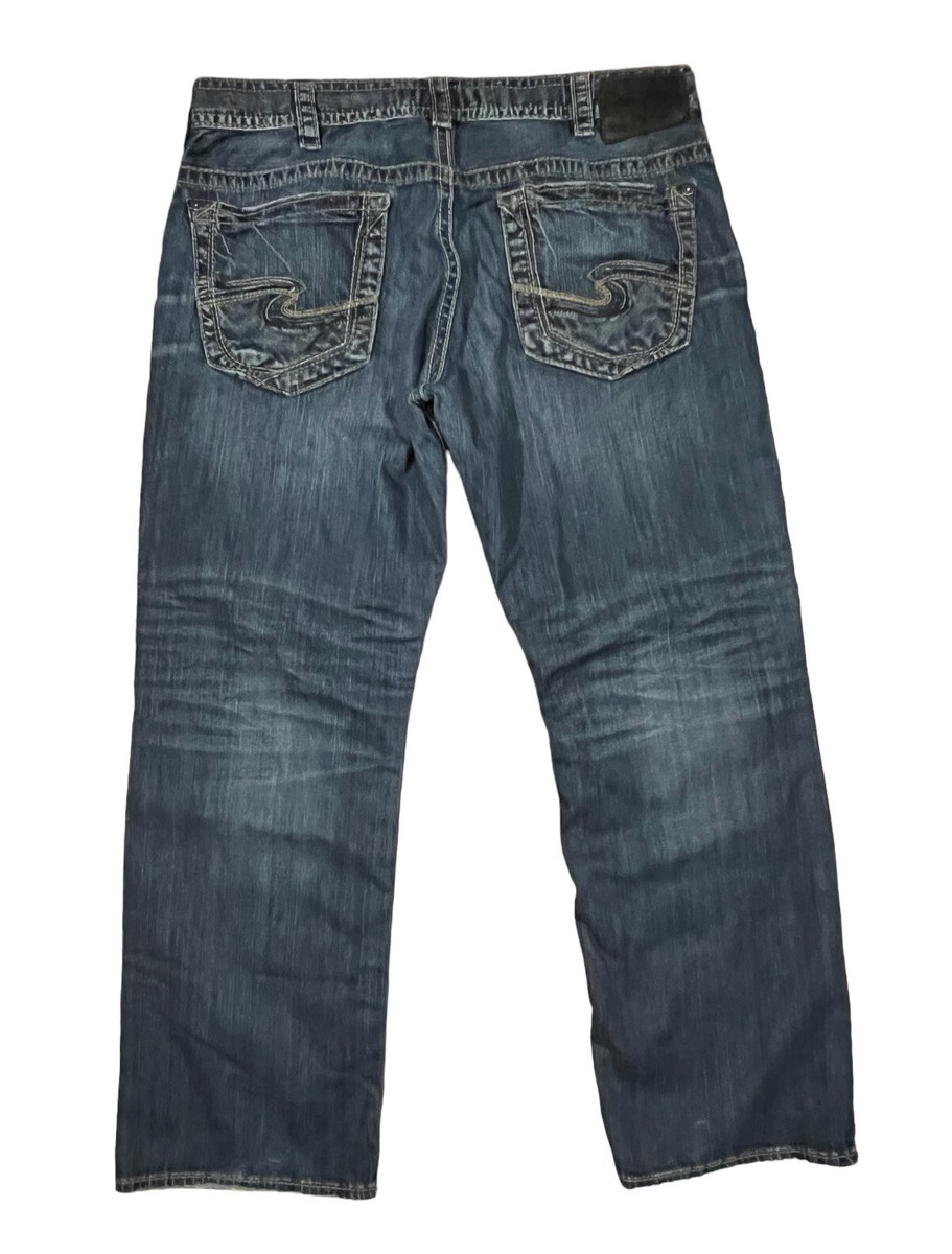 Silver Jeans Gordie Distressed Blue Denim Bootcut Jeans Men's Size 38