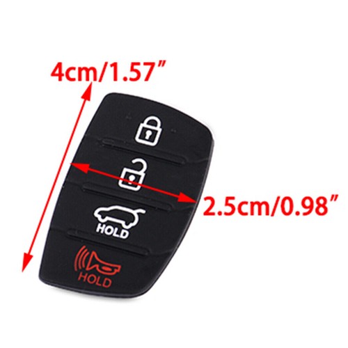 Black 4 Button Rubber Pad fit for Hyundai Remote Key Shell Case Cover Replace - Picture 3 of 4