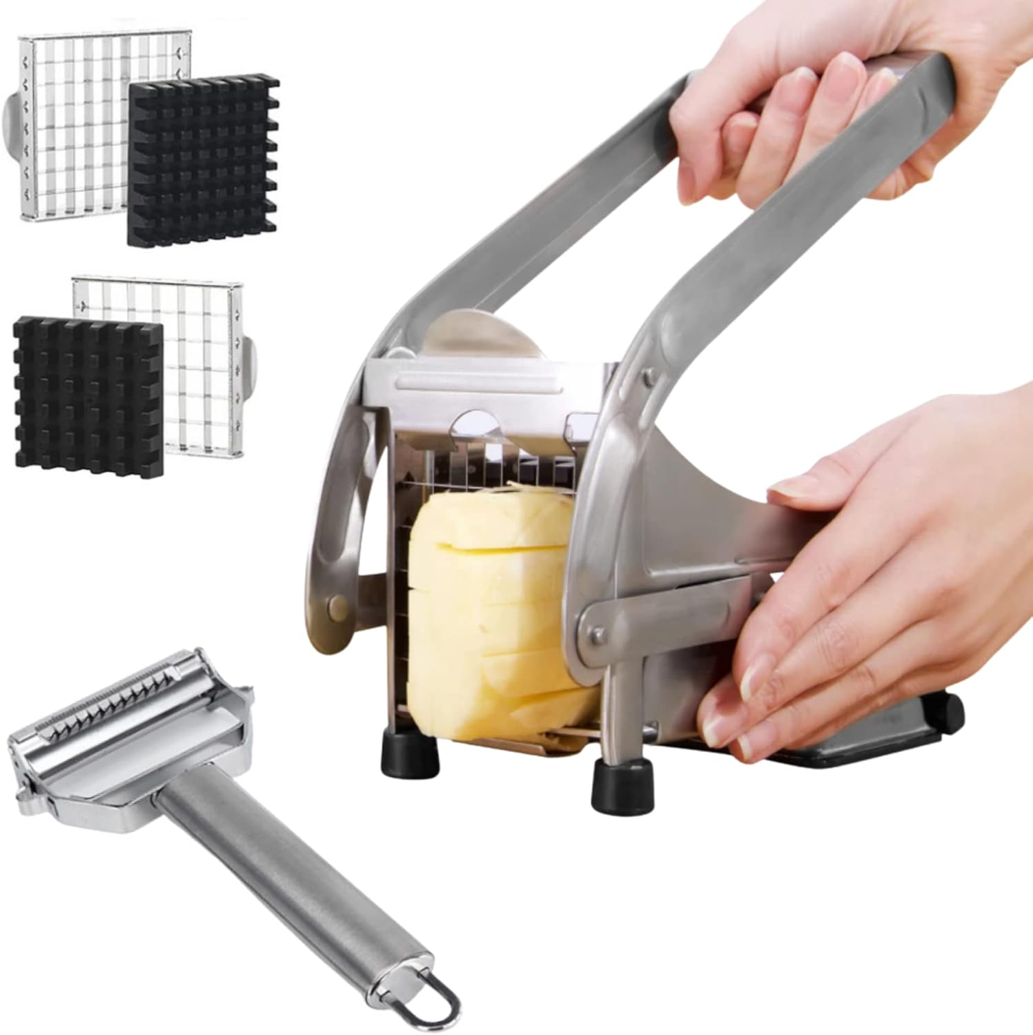 French Fry Potato Cutter and Peeler, Airfryer Perfect Match, Stainless Steel 2 P