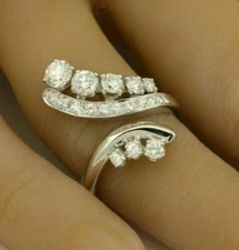 2ct VVS Lab Created Diamond Women's Cocktail Adjustable Wedding Ring 925 Silver