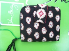 VERA BRADLEY Mini Zip Around Wallet CLASSIC BLACK  NEW w TAGS