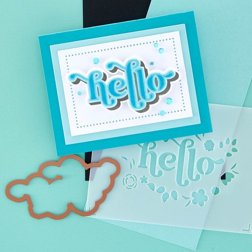 Spellbinders Floral Hello Stencil and Die Bundle 2pk : Layered Stencil Collecti - Picture 2 of 3
