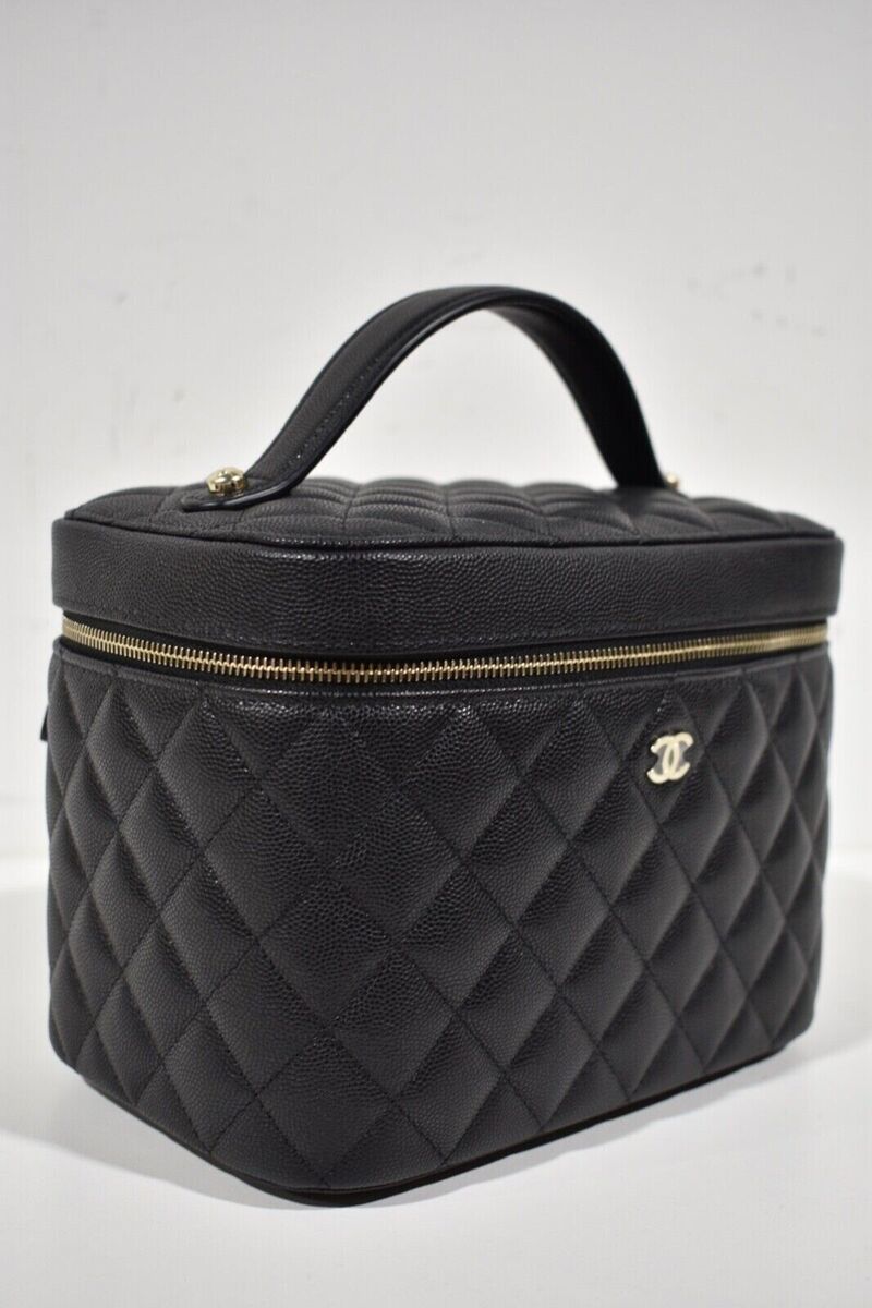 Chanel 23C Black Caviar Beauty Vanity Pouch Case Top Handle Chanel 23C Black Caviar Beauty Vanity Pouch Case Top Handle