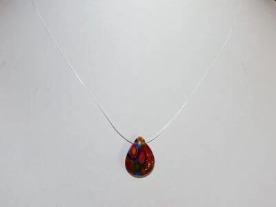 unsichtbare Kette transparent schwebende Perle Tropfen Goldsand Millefiori 103c - Bild 1 von 4