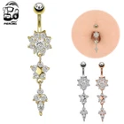Flower Belly Button Piercing Bars Barbell Navel Surgical Steel Bar Dangle Drop