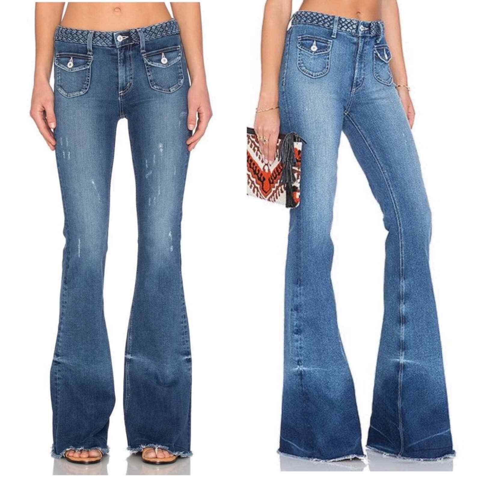 Revolve Tularosa Braided Penelope Flare Mid Rise Bell Bottom Jeans