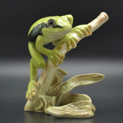 Goebel Tree Frog Bright Green Vintage Porcelain Figurine W Germany #35017