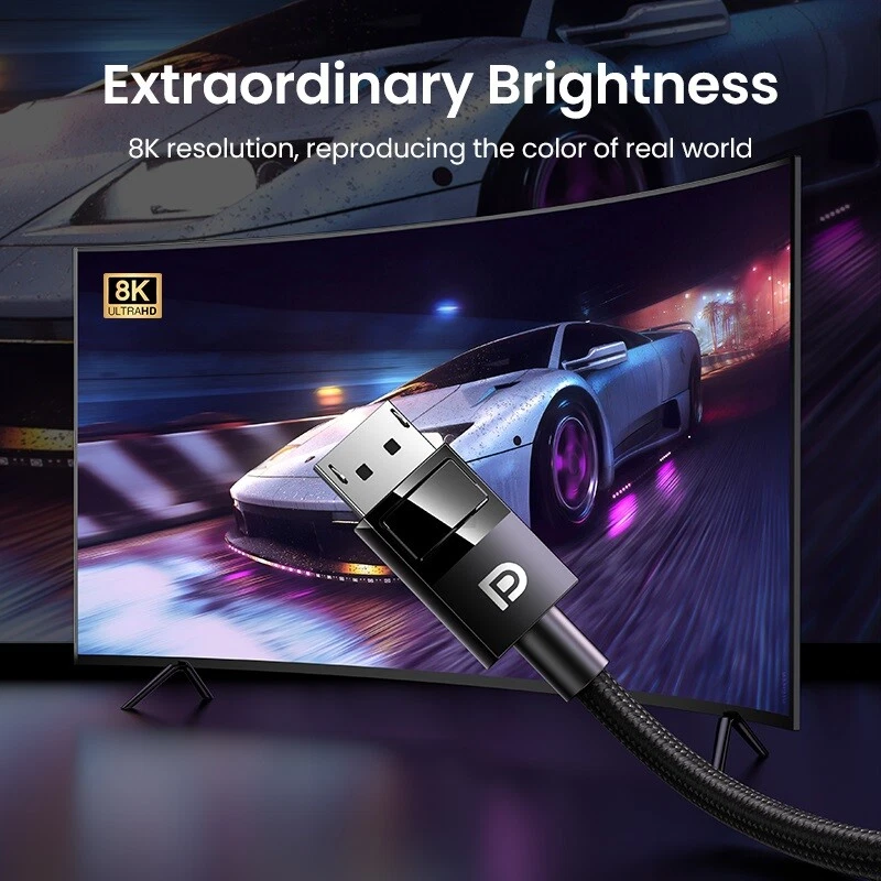 UGREEN 8K Displayport Cable DP1.4 4K144Hz Video Audio Cable For TV Monitor PC - Image 2 of 4
