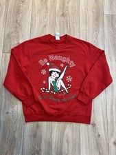 Vintage Betty Boop Red Christmas "Be Naughty" Crewneck Sweatshirt Size Medium
