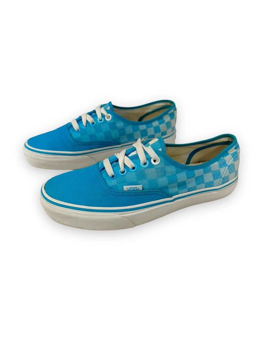 Vans Authentic Checkered Fade Blue Color way Skate Shoes Women s 8.5 Men s 7 eBay