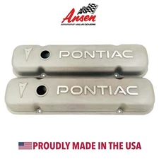GM Pontiac Valve Covers - Bead Blast- Raised Logo - Die-Cast Aluminum- Ansen USA